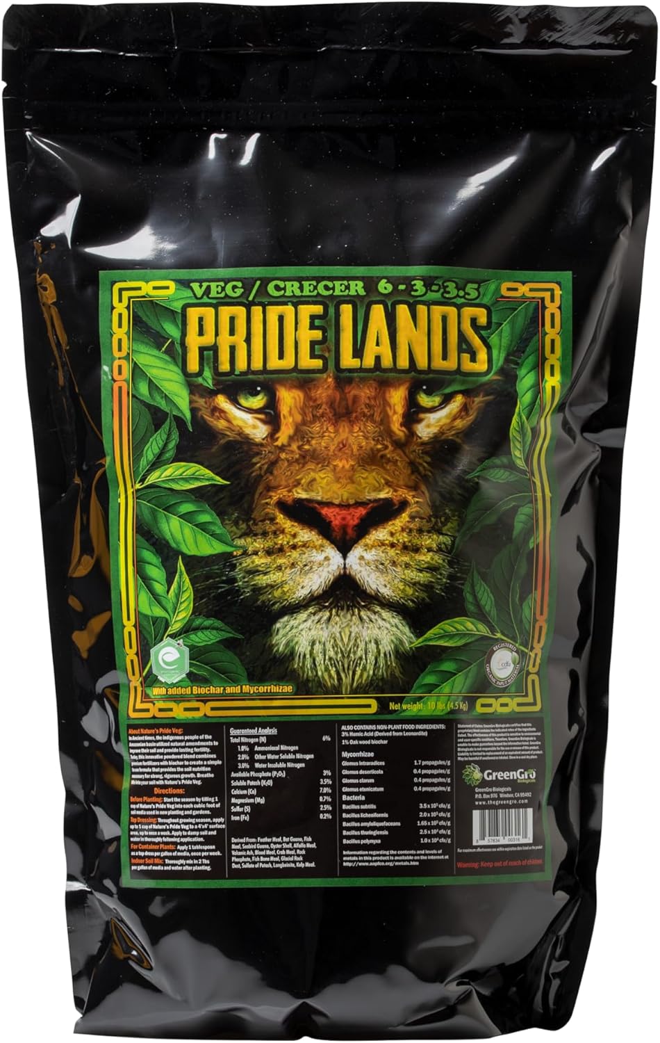Pride Lands Veg Premium Organic Dry Top Dress Fertilizer for The Vegetative Cycle, Bigger Buds and Healthier Plants with Our Complete Veg Food, Safe for Plants You Consume, 10 lb