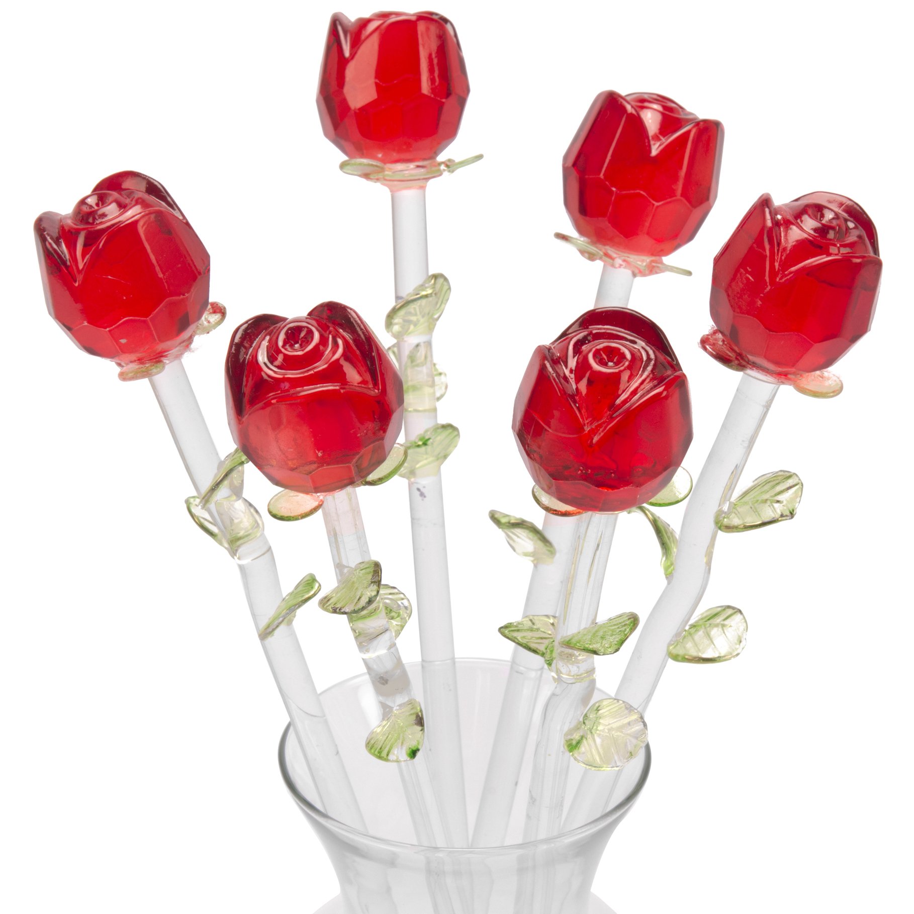 ?Home Essentials Lifelike Glass Roses Bouquet Red,6 Roses,12 inch
