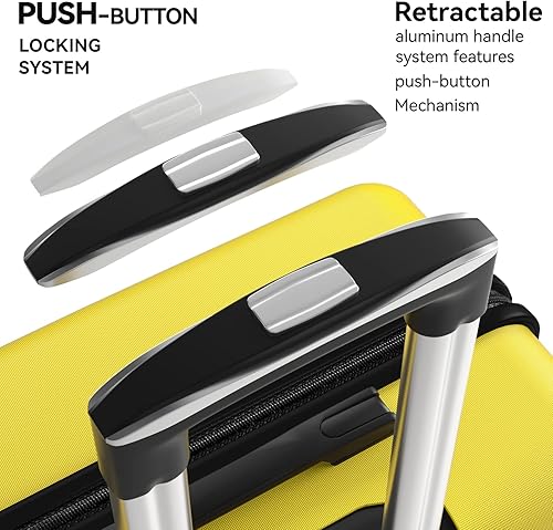 Miniatura 3 de Juego de equipaje ligero de 3 piezas, juego de maletas ABS con ruedas giratorias TSA Lock, E-Amarillo, Viajes