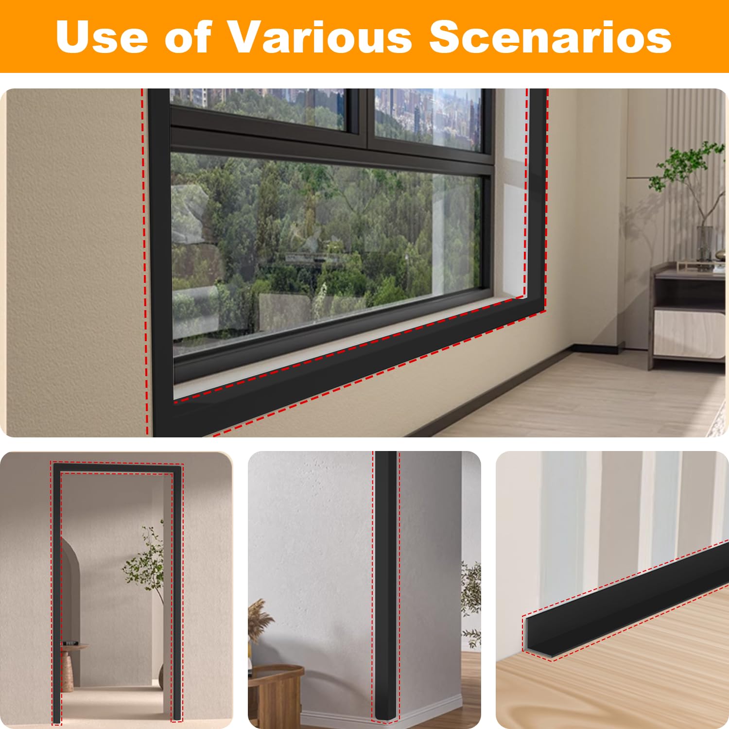 Protection Angle Mur Souple Autoadhésive 2cm x 3.3m, Protection Bord de Table Flexible, Etanche, Décorative, Bande de finition en PVC pour cuisine, salle de bain(Noir)