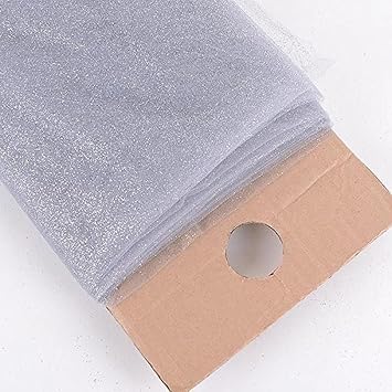 AK Trading Premium Glitter Tulle Fabric Bolt, 54" W, Silver