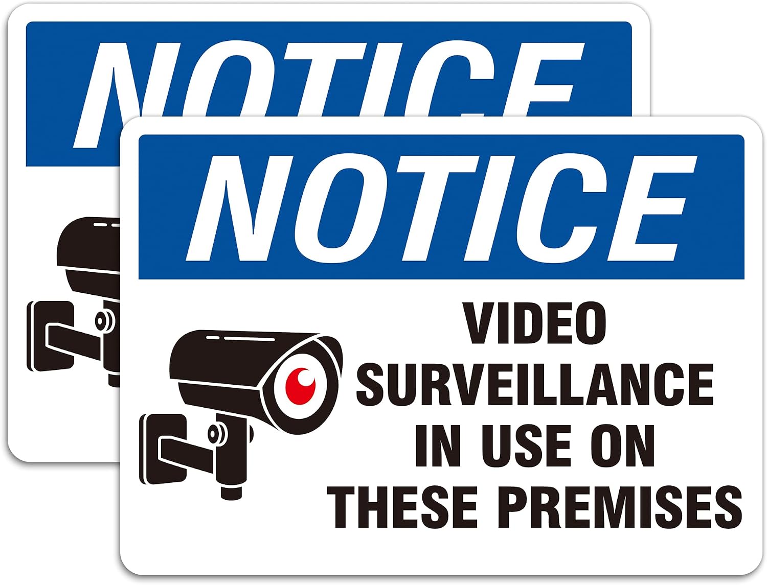 2PCS Premises Protected By 24 Hour Audio And Video Surveillance Warning Sign Sticker,Self-Adhesive Waterproof Security Camera In Use Sign,You Are Being Recorded Lables for Home, Business,Private Area
