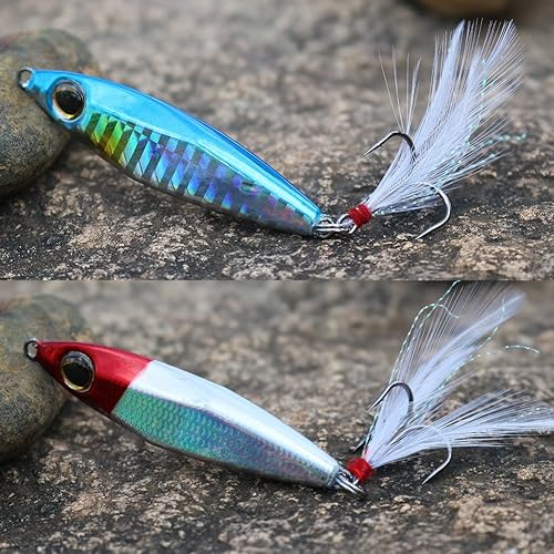 Miniatura 9 de Sougayilang Jigs - Señuelos de pesca, cucharas de metal para hundir, micro cebo de jigging
