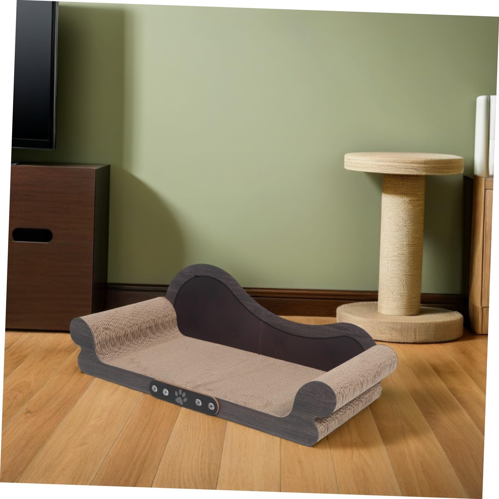 Katzenkratzbrett Sofaform aus Wellpappe und Holz mit Möbel Schutz für Drinnen zur Natürlichen Kratzverhaltens Modernes Katzensofa Kratzschutz für Sofas