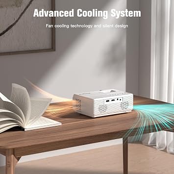 AuKing Projector, 2026 Upgraded Mini Projector, Full HD 1080P Home Theater Video Projector, Compatible with HDMI/USB/Smartphone/TV Box/Laptop (White)