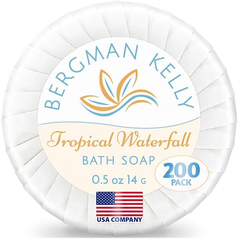 BERGMAN KELLY Sabonetes em Barra para Hotel Tropical Waterfall, 200 unidades de 14 g, Embalagem Individual