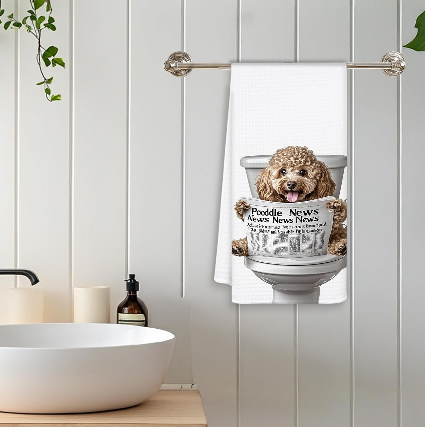 Funny Poodle Dog Hand Towels for Bathroom Washroom, Dog Bathroom Decor, Poodle Gifts for Women Dogs Lovers, Funny Puppy Dogs Bathrooms Hand Towels, 16x24 Inch - Image 5