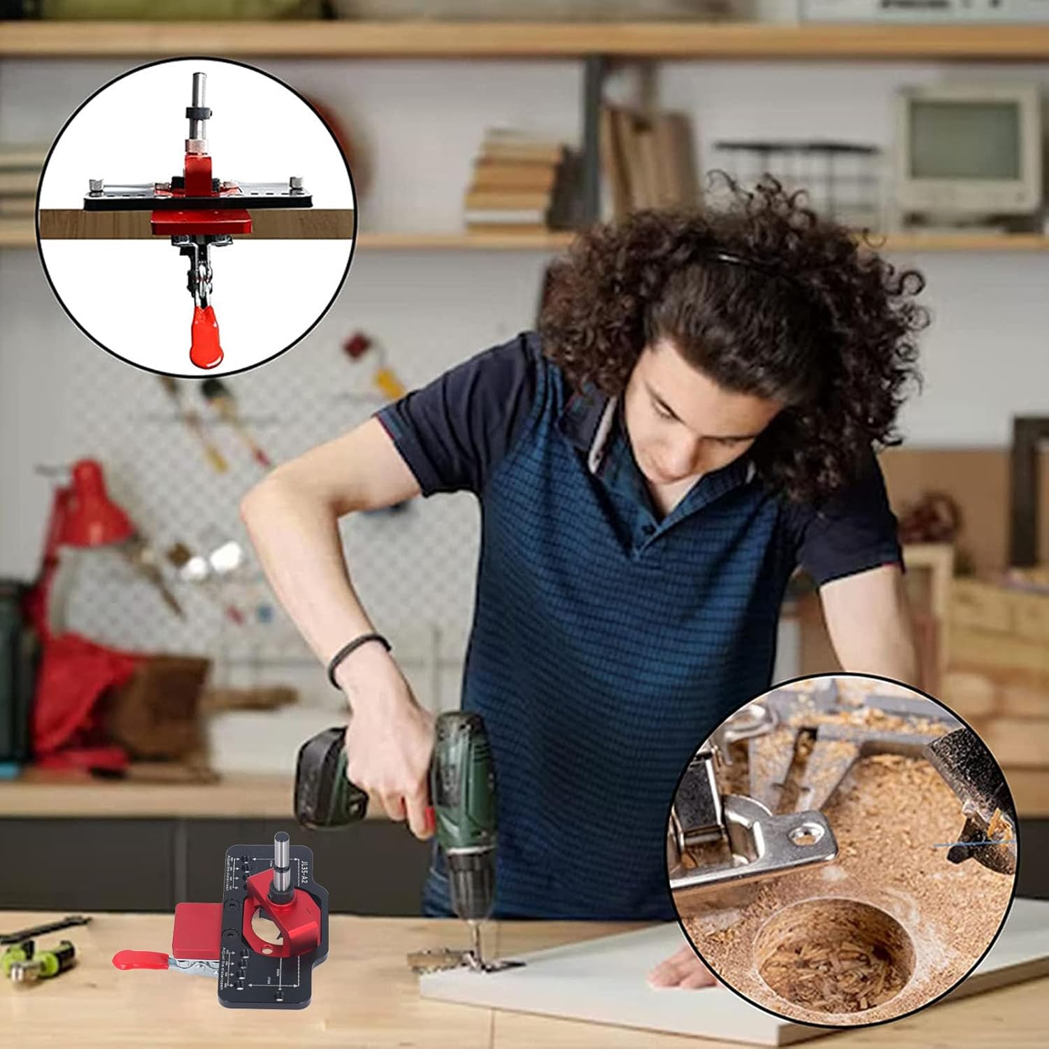 Hinge Jig Drill Guide for Woodworking, Aluminum Alloy, 35mm Hole Accurate Positioning Efficient and Labor Saving Tool