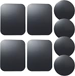 Replacement Metal Plates Set 4 Pack for Magnetic Car Phone Holders, Wall, Air Vent Mounts, Cases, Magnets. Kit of 2 Black Round and 2 Rectangular Iron Discs Without Holes. 3M Adhesive Backing.