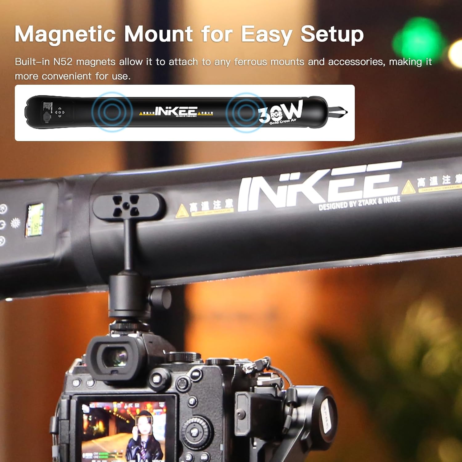 INKEE Handheld LED Photography Lightning Wand 35.5inch/90cm Portable Inflatable Video Light Stick Built-in 5000mAh Battery Powered TPU Tube Light 300Lux,2700-6500K Color Temp, CRI95