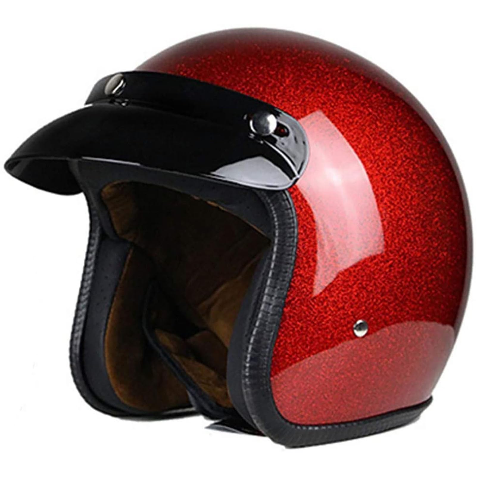 Ebayin Men's Red Motorcycle Helmet Vintage Open Face Helmet 3/4 Motorbike Helmet Wo Universal Dot Ece Approved Half Helmet Retro Jet Helmet Crash Helmet Moped Helmet(,L=(59~60Cm))