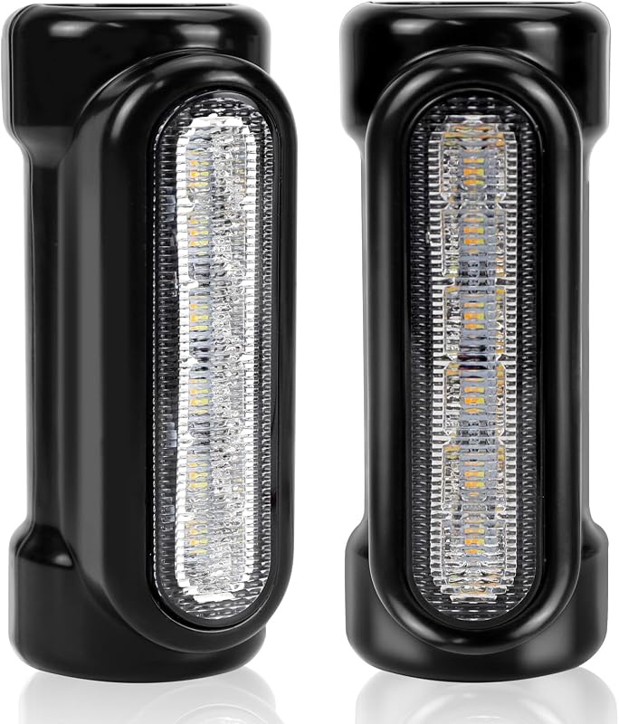 Luces de barra de carretera para motocicleta, luces de conducción conmutadas, intermitentes LED ámbar, luces de conducción blancas, atmósfera RGB, luces LED de barra de choque para barras de choque de 1-1/4 pulgadas, bicicletas de turismo, luces de motocicleta (negro)