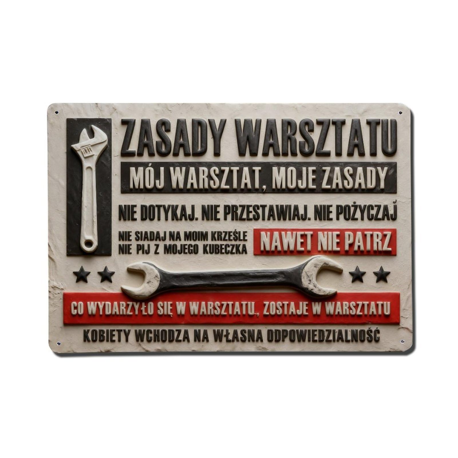 Iageret Vintage Wrench Tools Workshop Rules Stars Metal Tin Sign Retro Wall Decor, Bar Garage Cafe Kitchen Home Wall Art Poster Decoration 8X12inches