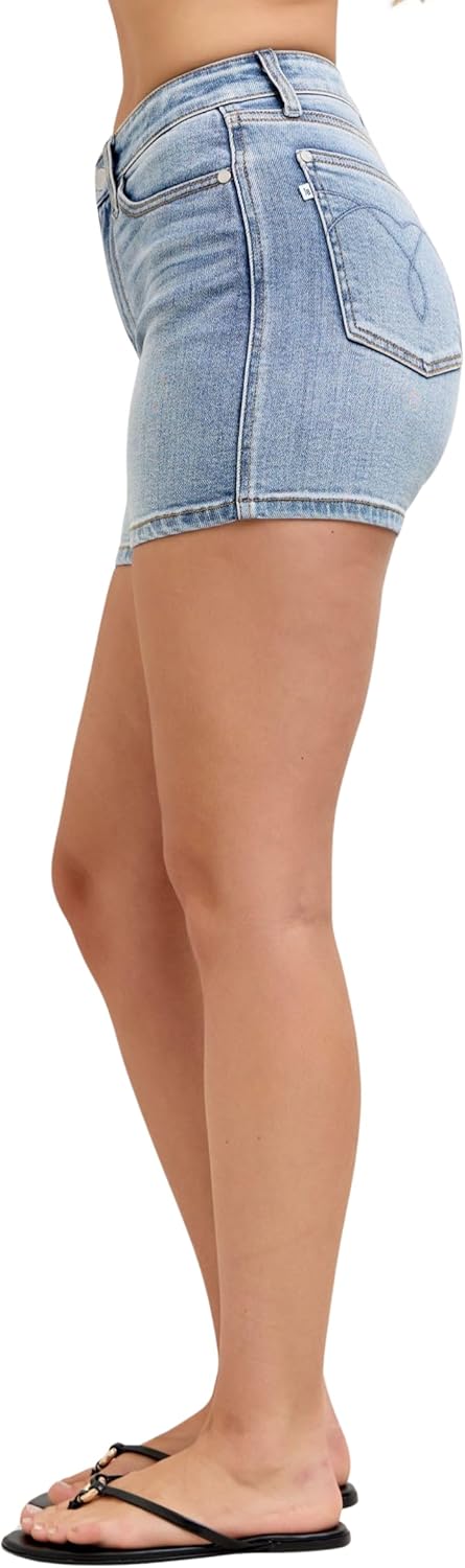 Judy Blue High Waist Light Wash Slim Fray Shorts - Image 6