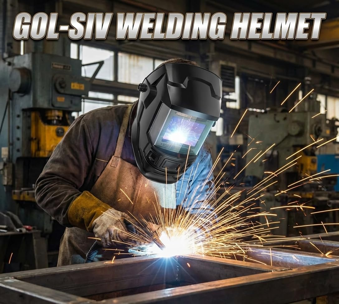 Auto Darkening Welding Helmet4"×4"-Optical grade 1/1/1/2-True Color-Solar&Battery Power-4 Sensor,0.1ms Response Time-Wide Shade DIN5~9/9～13 for SMAW,TIG,MIG,GTAW,Grinding-Lightweight wear