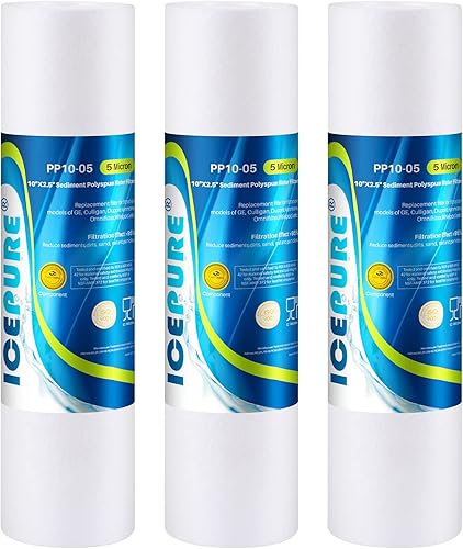 Miniatura 10 de ICEPURE 10 "X2.5", 5 micrones PP10 filtro de agua para sedimentos para toda la casa RO de 10 pulgadas, Dupont WFPFC5002, Aqua Pure AP110, GE FXUSC,