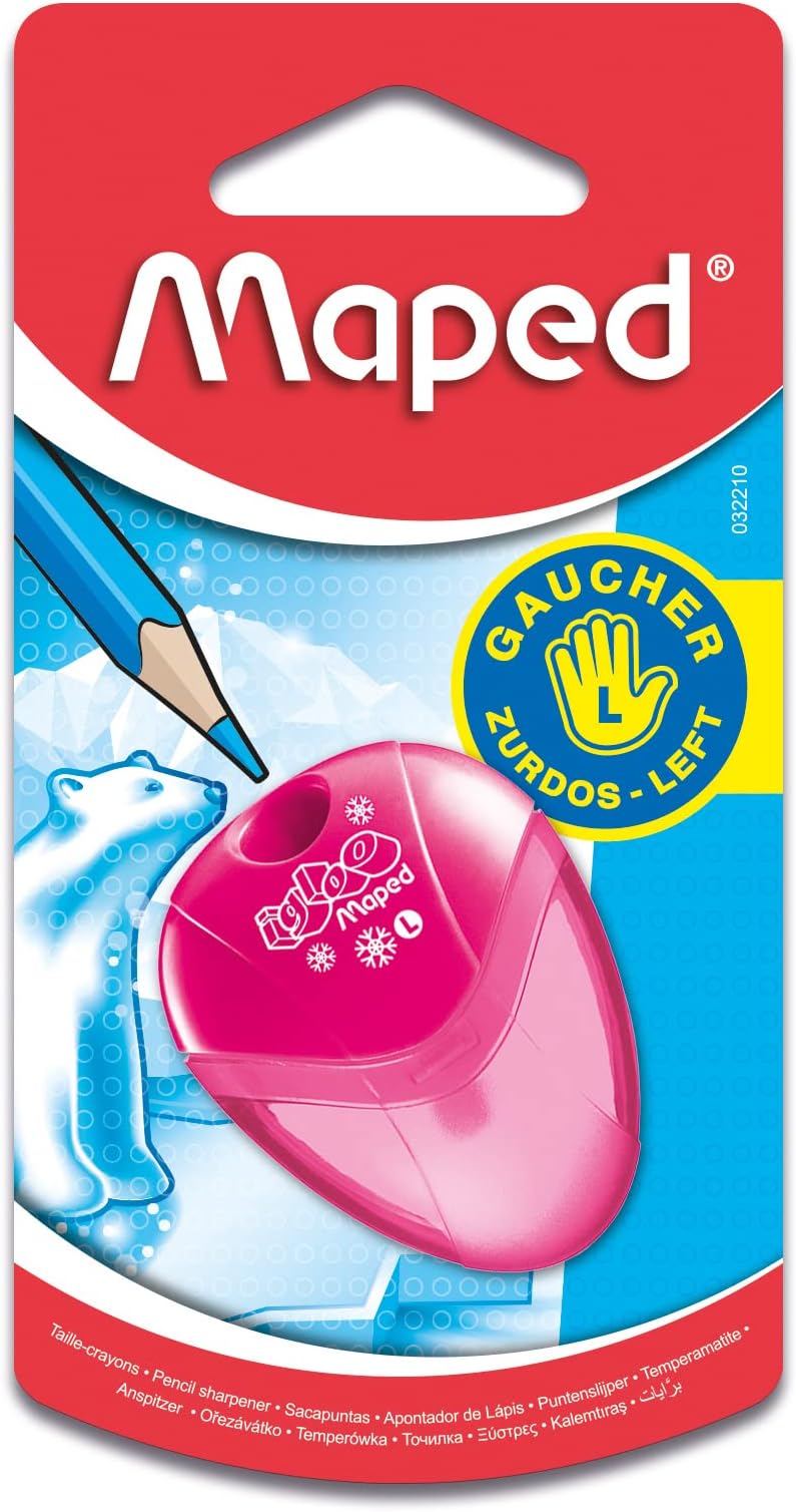 I-Gloo Left-Handed 1 Hole Pencil Sharpener, Assorted Colors (032210)