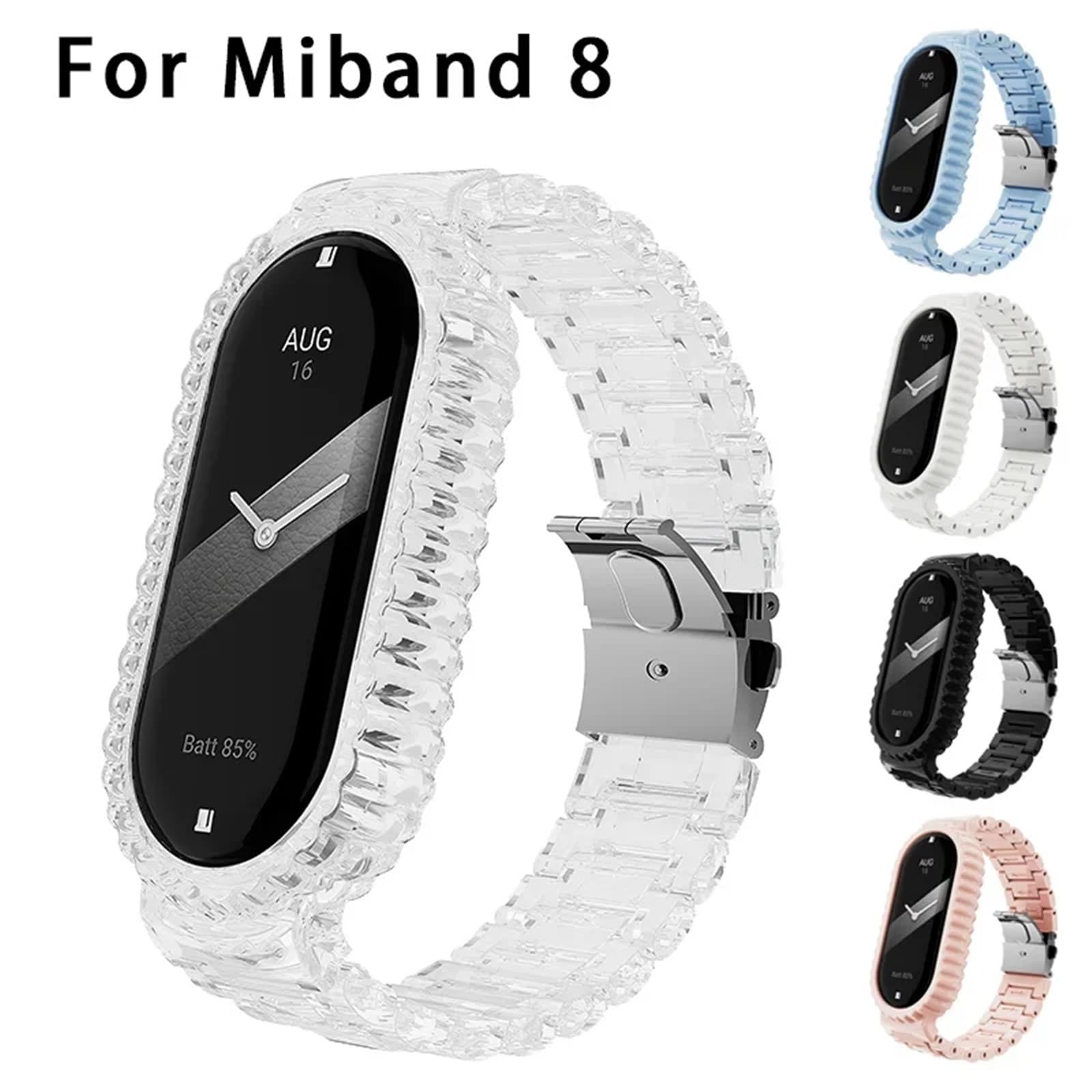 Przezroczysty plastikowy pasek do Xiaomi Mi Band 8 Sport PC opaska zastępcza bransoletka do smartwatcha MiBand 8 akcesoria