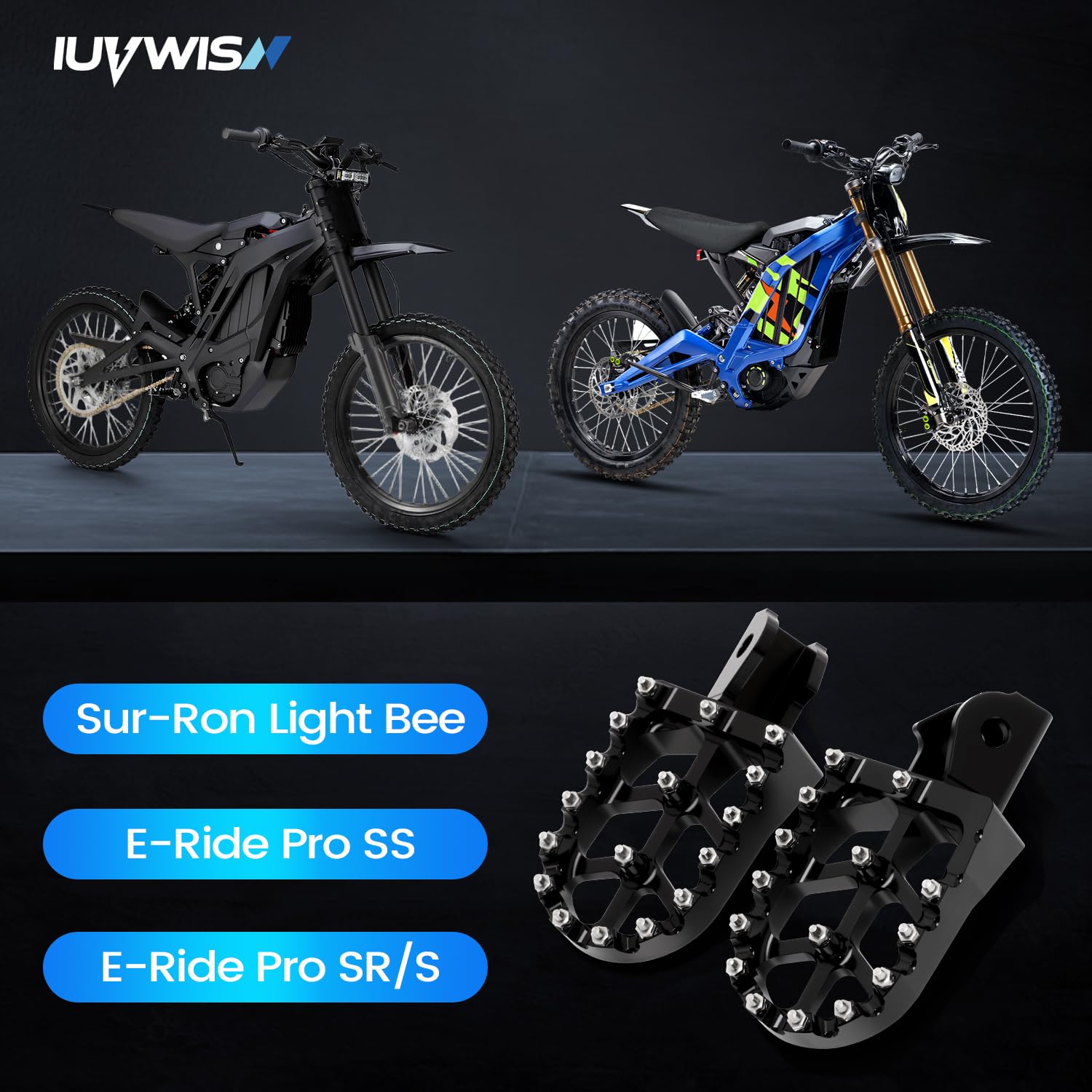 Motorrad Fußrasten Breite Fußrasten Auflagen Pedale für Surron Sur Ron Light Bee X S LBX ERide Pro SS 2.0 3.0 E-Ride Pro SR/S Elektro Ebike Dirt Pit Bike Schwarz