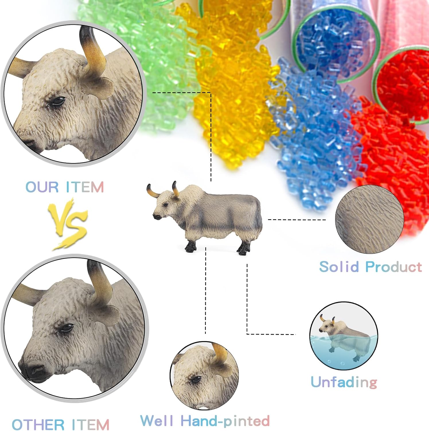 LC JoyCre Bull Toys Bulk Playset 9PCS Cows Toys for Toddlers Sheep Figures Appaloosa Foal Figures Sheep Model Kids Birthday Party Collection