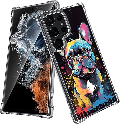 Miniatura 1 de Funda de Bulldog Francés para S23 Ultra, PC duro + TPU Bumper Funda protectora transparente compatible con Samsung Galaxy S23 Ultra (no para S23S23