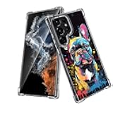 Gifun Hard PC Bumper Shockproof Clear Soft Slim Design Pattern Case for Samsung Galaxy S23 Ultra 6.8inch - Color Graffiti French Bulldog