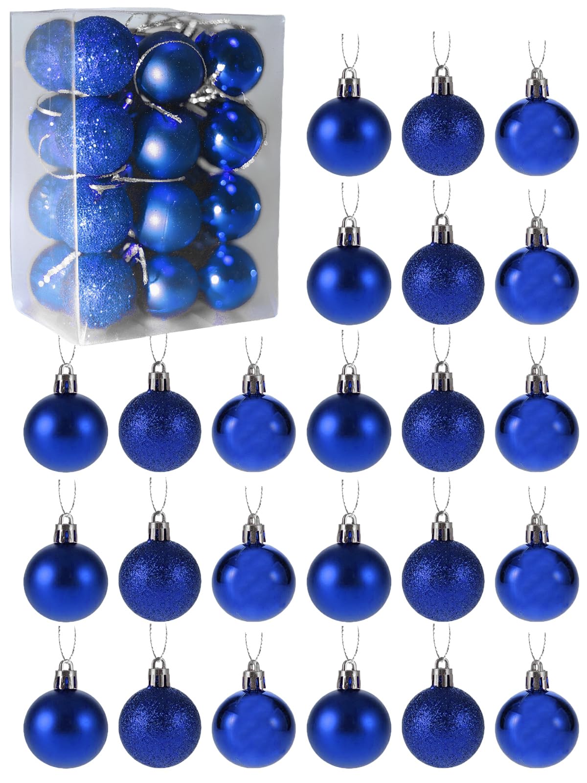 Boules de Noël incassables de 3cm bleues pour décoration de sapin sûre