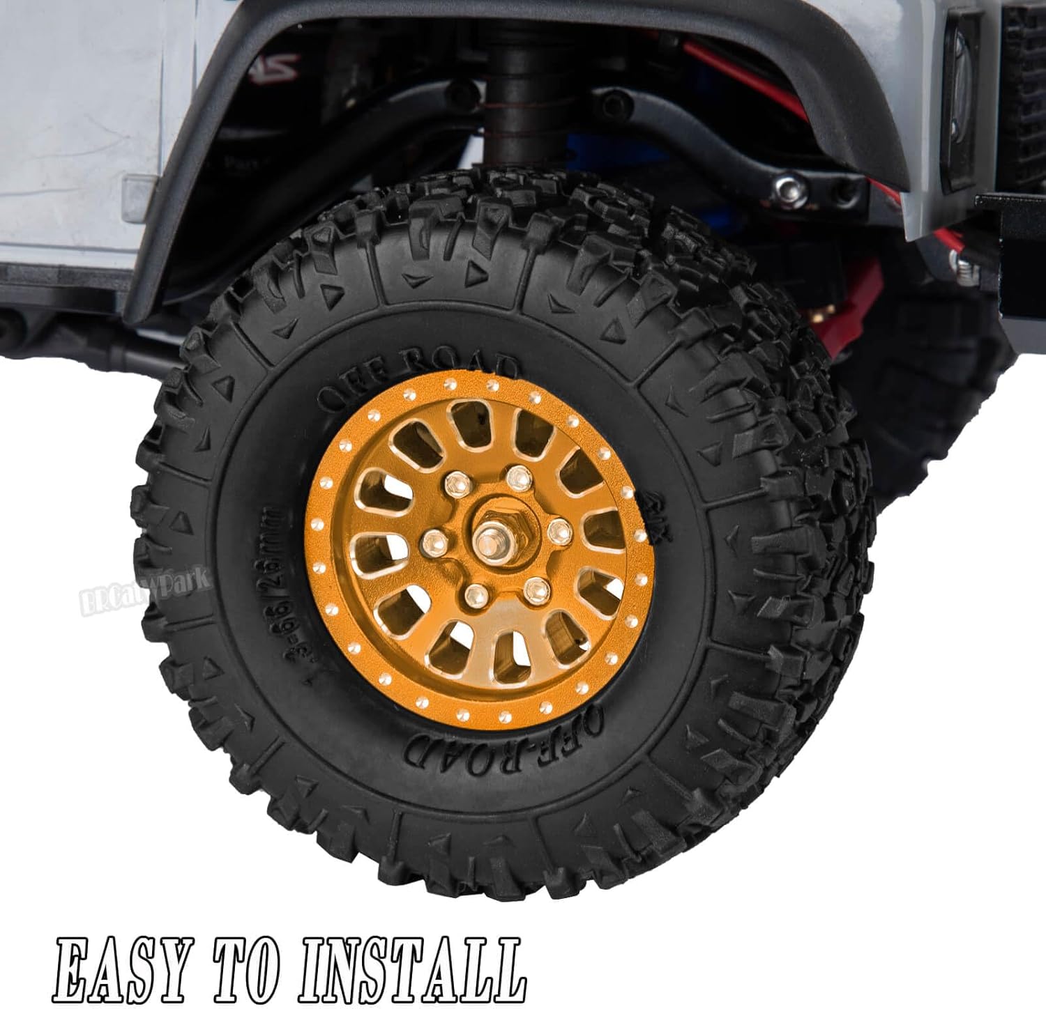 RC 1.3 in Wheel Tires for 1/18 TRX4M 1/24 SCX24 RC Crawler Car,Aluminum 1.3 Beadlock Wheel Rims and Rubber Tires w/Sponge,RC Truck Tires,Yellow
