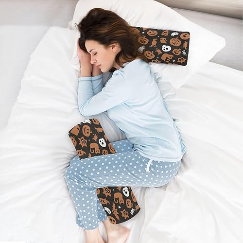 Miniatura 6 de Almohada redonda de Halloween con diseño de calabazas para yoga, almohada redonda para el cuello, cojín cilíndrico, almohada de apoyo para cama