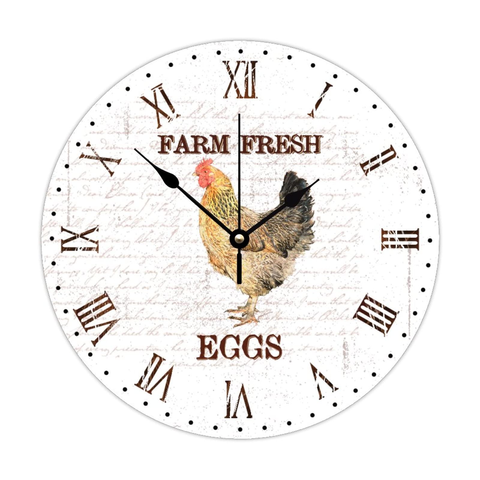 Horloge murale coq en bois silencieuse pour supprimer le tic-tac du salon