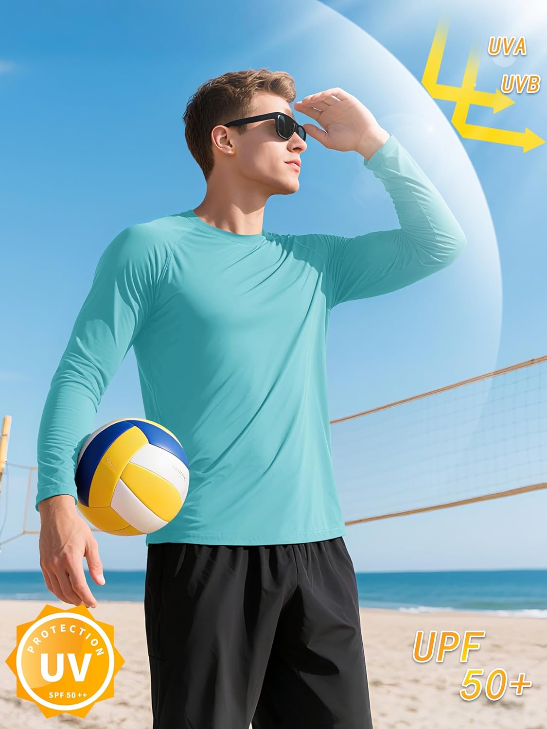 KEFITEVD Men's UV Sun Protection UPF 50+ Shirts Long Sleeve Rash Guard Workout Quick Dry Shirt for Hiking Fishing Swimming - Image 2