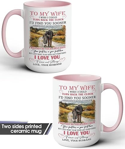 Miniatura 4 de Taza de café personalizada con texto en inglés To My Wife, 15 onzas y 11 onzas, tazas de café con texto en inglés To My Wife, regalo personalizado