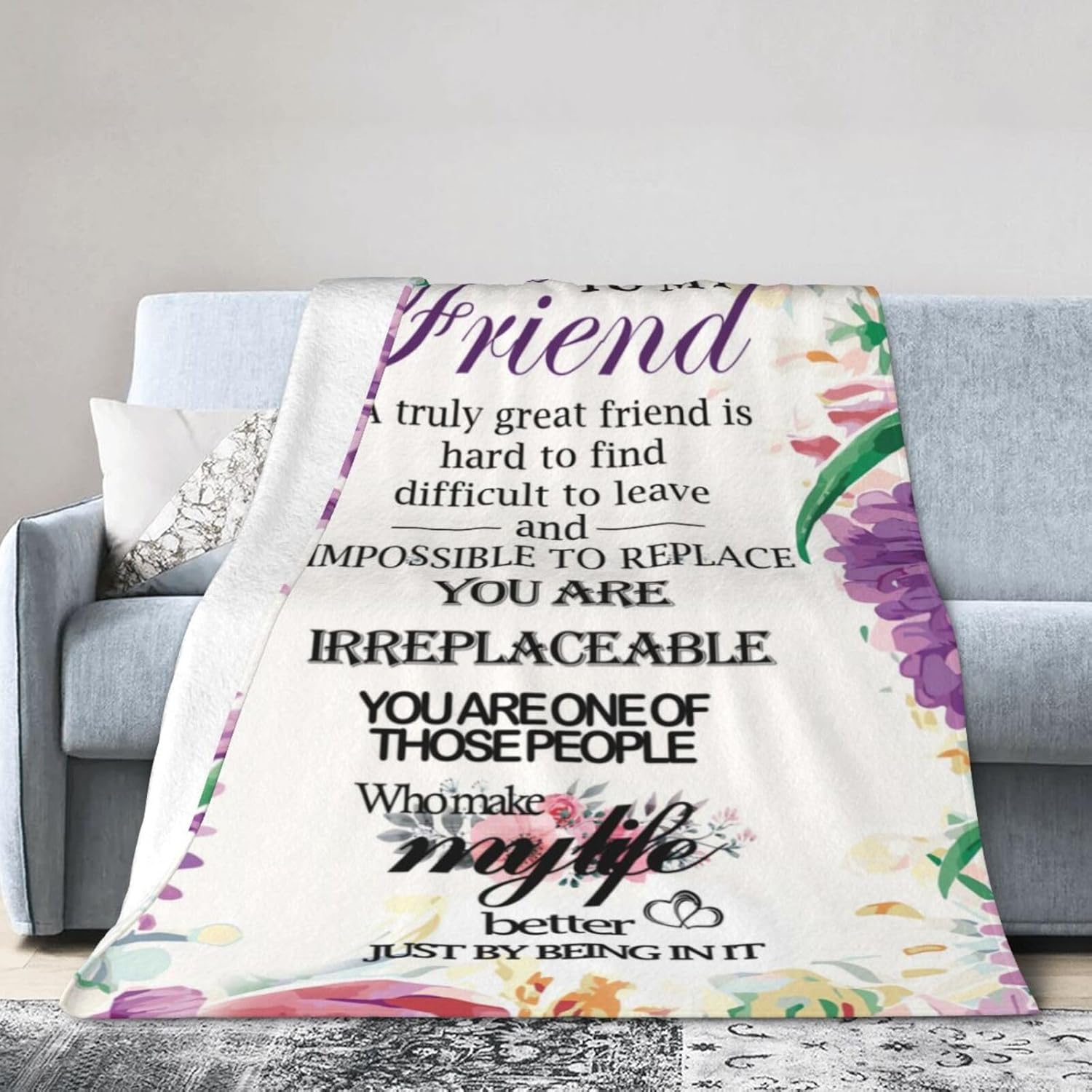 Best Friend Blanket to My Bestie to My Friend Throw Birthday Friendship Gift for Women, Teen Girls, Besties, Sisters 50x60in - Image 2