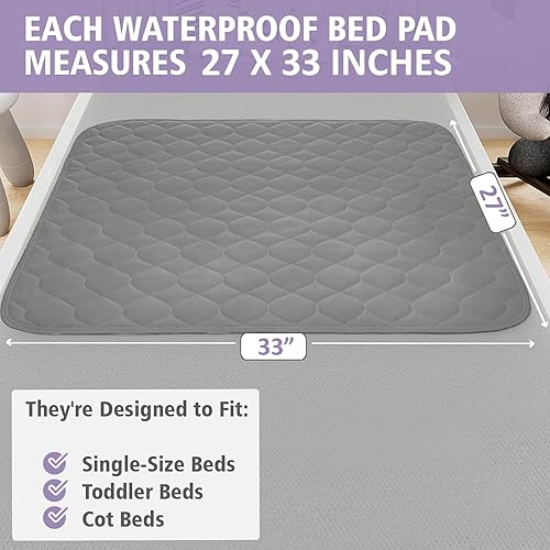 Miniatura 3 de Lynmark Almohadillas de cama para entrenamiento de orinal para niños pequeños, suave, impermeable, protector de orina para niños, sábana de colchón