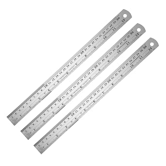 3PCS 12 Inch Metal Ruler,Stainless Steel Rulers with Inch and Metric Graduations ,Suitable for Engineering Drawings and Offices Family