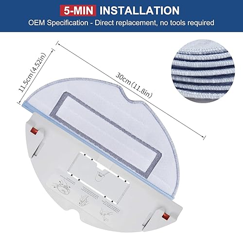 Miniatura 7 de 4 almohadillas de repuesto para aspiradora Roborock T7S T7S Plus S7S7MaxV, S7 MaxV Plus, paño reutilizable para pisos duros, repuesto húmedo de