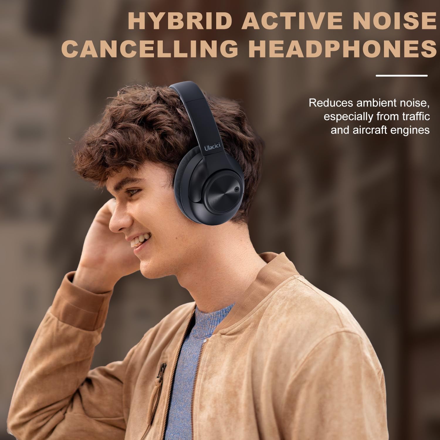 Active Noise Cancelling Headphones: Hybrid Bluetooth Headphones Over Ear with HiFi Audio - Wireless Headset 60H Playtime for Android Bluetooth Devices