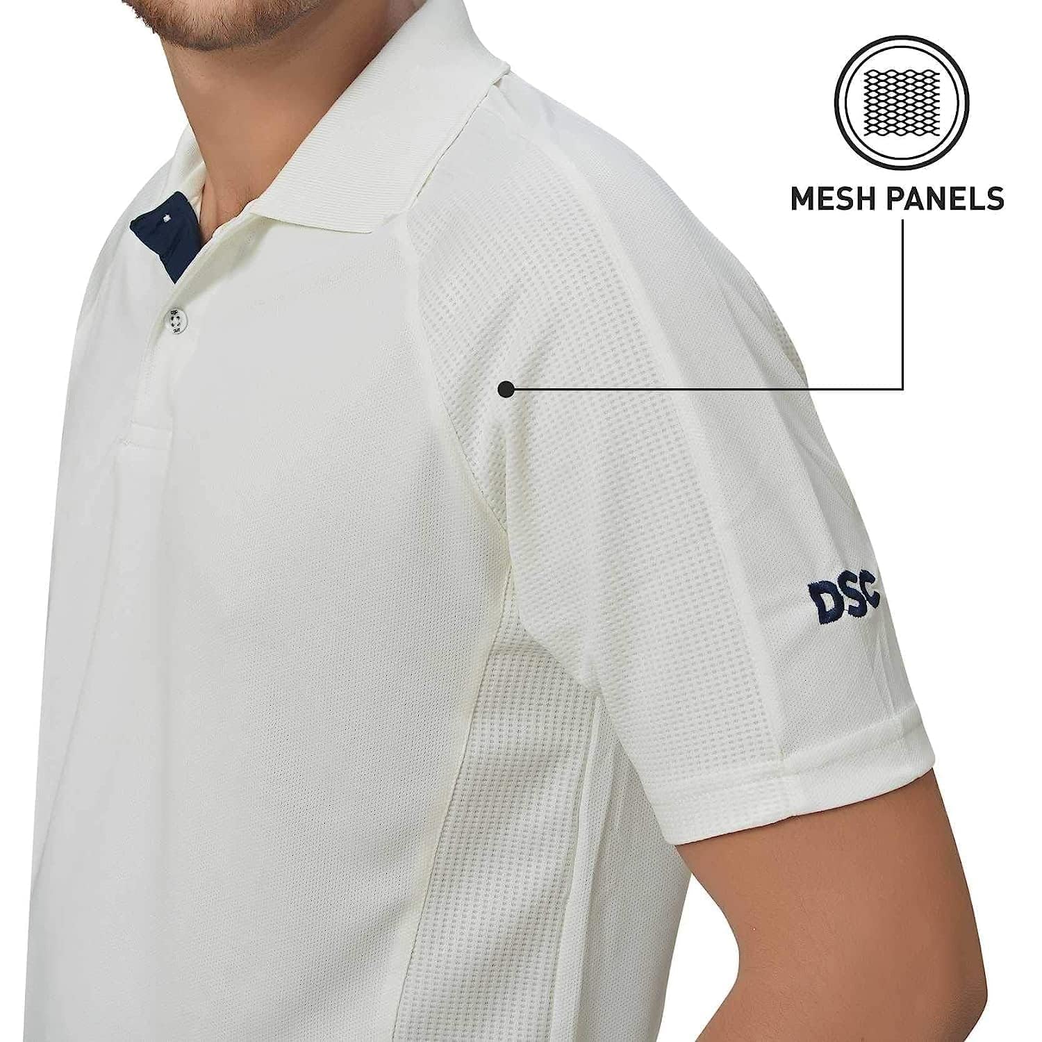 DSC Passion Half Sleeve Polyester Cricket T-Shirt Size 28 (White/Navy) 4