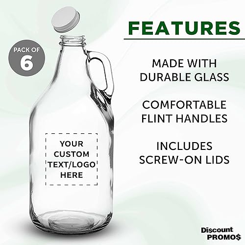 Miniatura 10 de DISCOUNT PROMOS Juego de 6 cultivadores de cerveza de vidrio ámbar, 64 oz. - Tapa de rosca, resistente, utensilios de bar - Ámbar