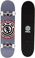Element Icon Gray 31x7.75 Complete Popsicle Skateboard - Durable 9-Ply Maple Deck, ABEC-5 Bearings for Beginners to Pros, 220lbs Limit