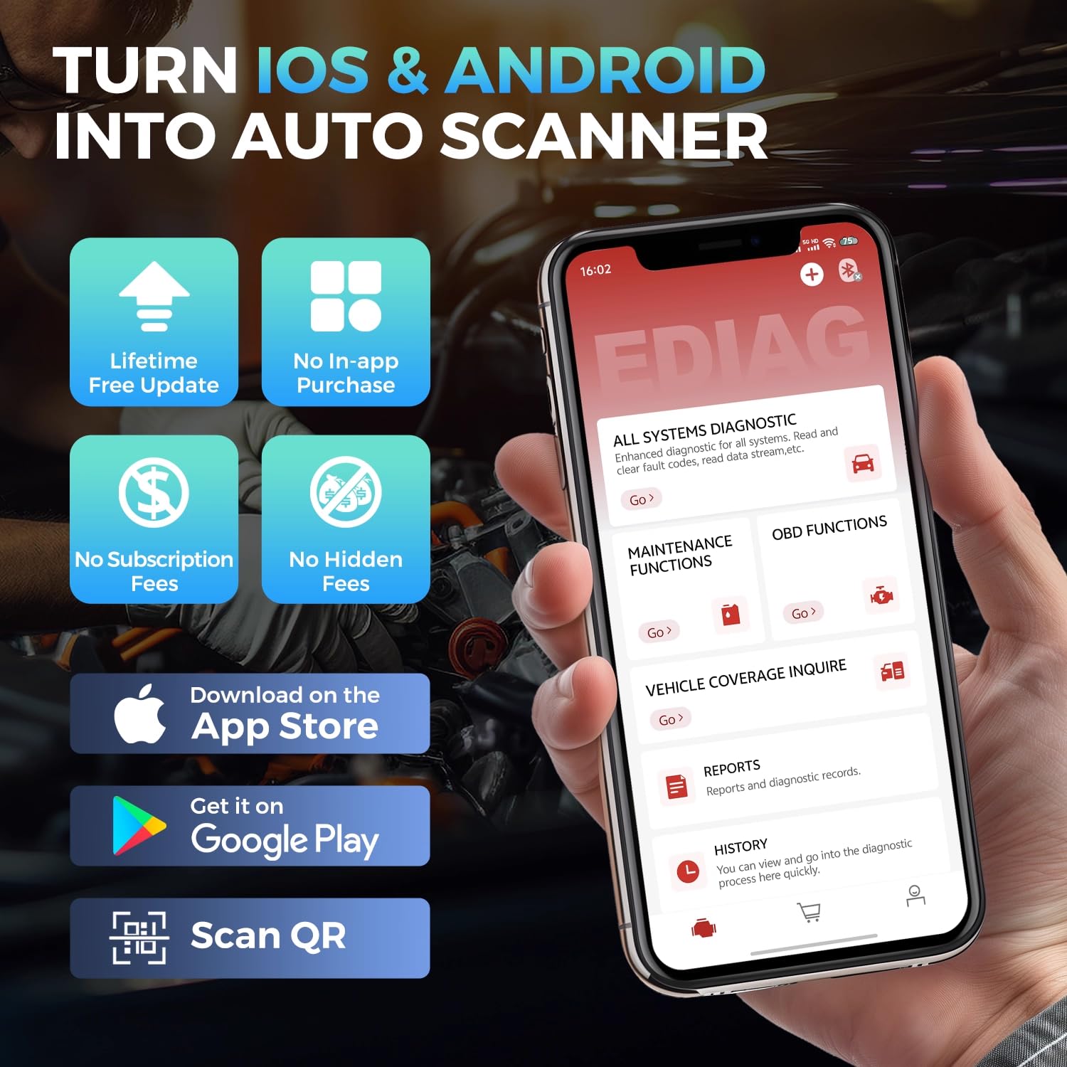Skaner OBD2 Bluetooth cały system samochodowy przyrząd diagnostyczny dwukierunkowe narzędzie skanujące do kontroli stanu pojazdu, kontrola stanu silnika, test wydajności pojazdu