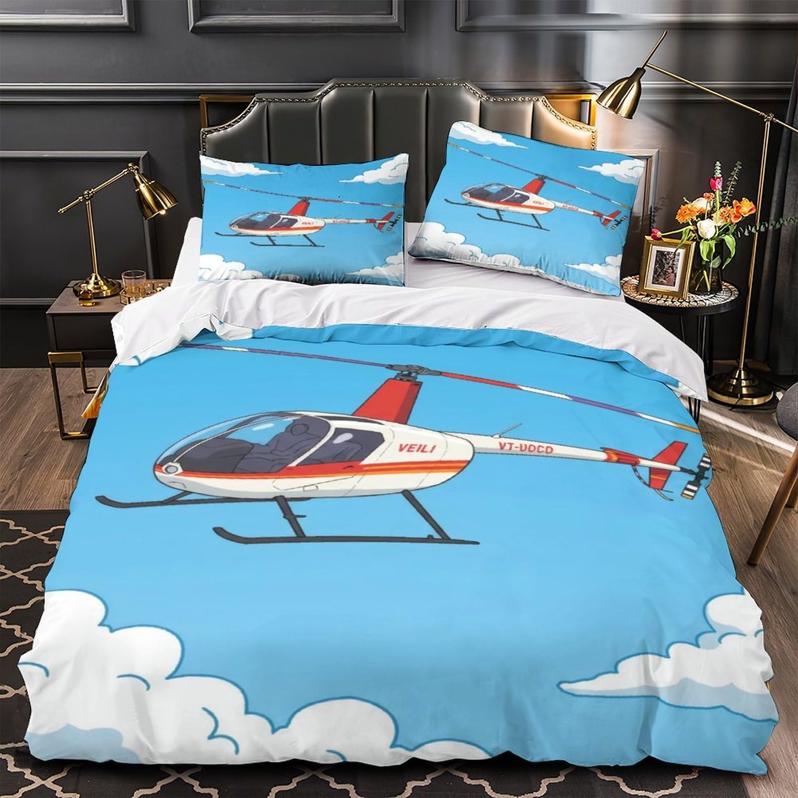 Parure de lit hélicoptère hypoallergénique pour peaux sensibles