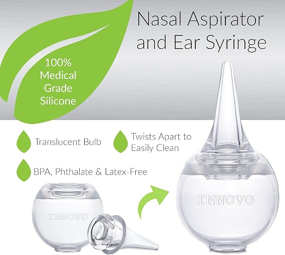 Innovo Ear Syringe and Nasal Aspirator and Ear Thermometer Digital Bundle