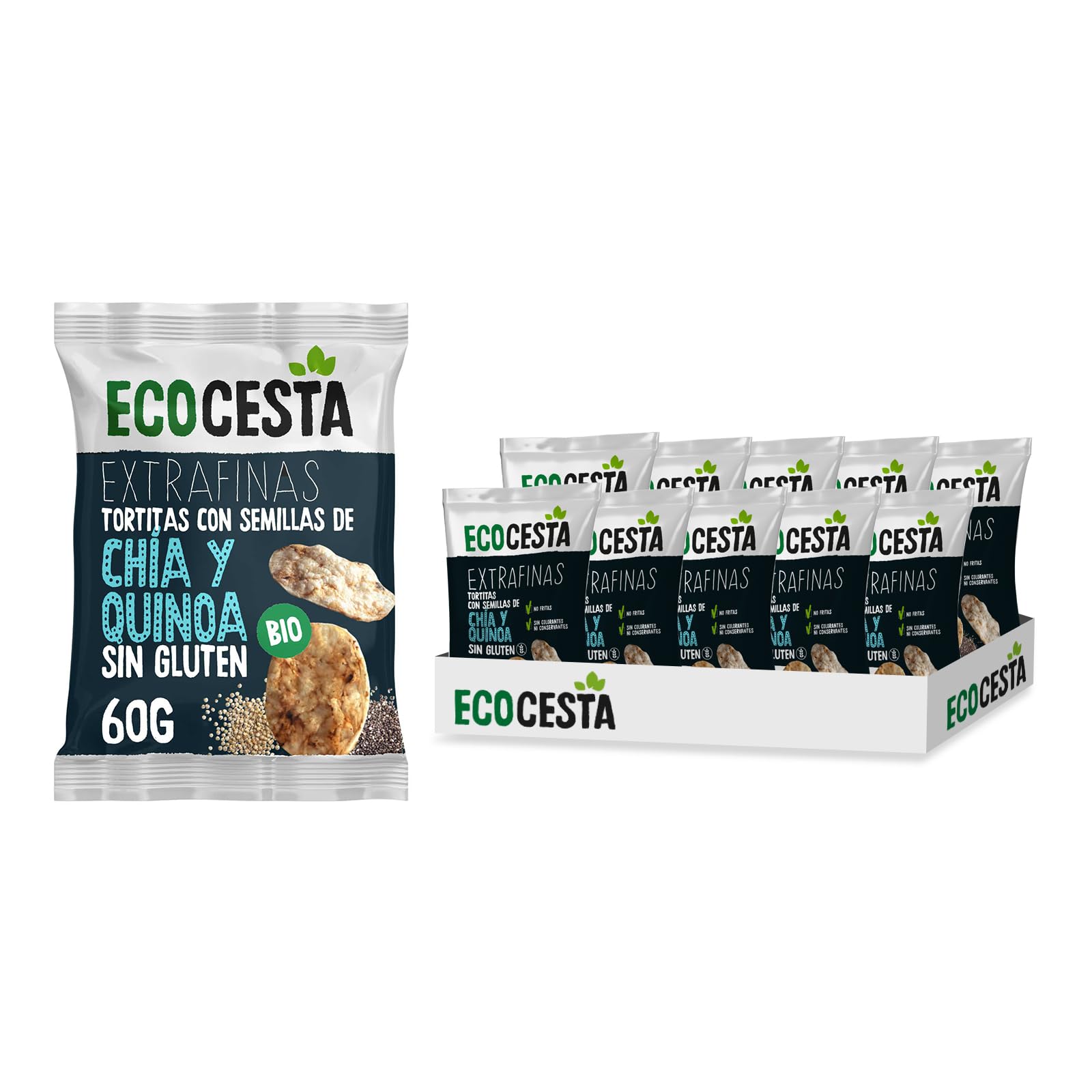 Tortitas de Arroz Integral Extrafinas con Chía y Quinoa BIO Pack 10 x 60 g
