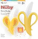 Nuby Nananubs Banana Massaging Teether – Baby Teething Toys 3 Months and Up, Silicone Teether for Sore Gums, Infant Toy, Baby Essentials, Brush, Travel Accessory, Gift for Babies