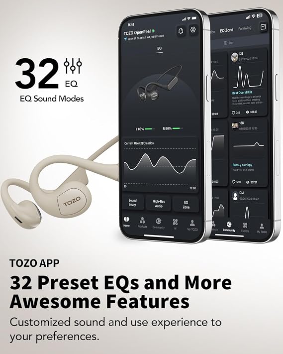 TOZO Air Conduction Open Ear Headphones, Bluetooth 5.3 Sport Earphones