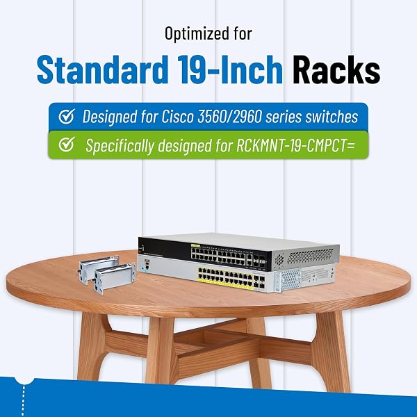 RW RoutersWholesale - Compatible 19IN Rackmount Kit Compatible with RCKMNT-19-CMPCT, Catalyst 3560-C and 2960-C - 3