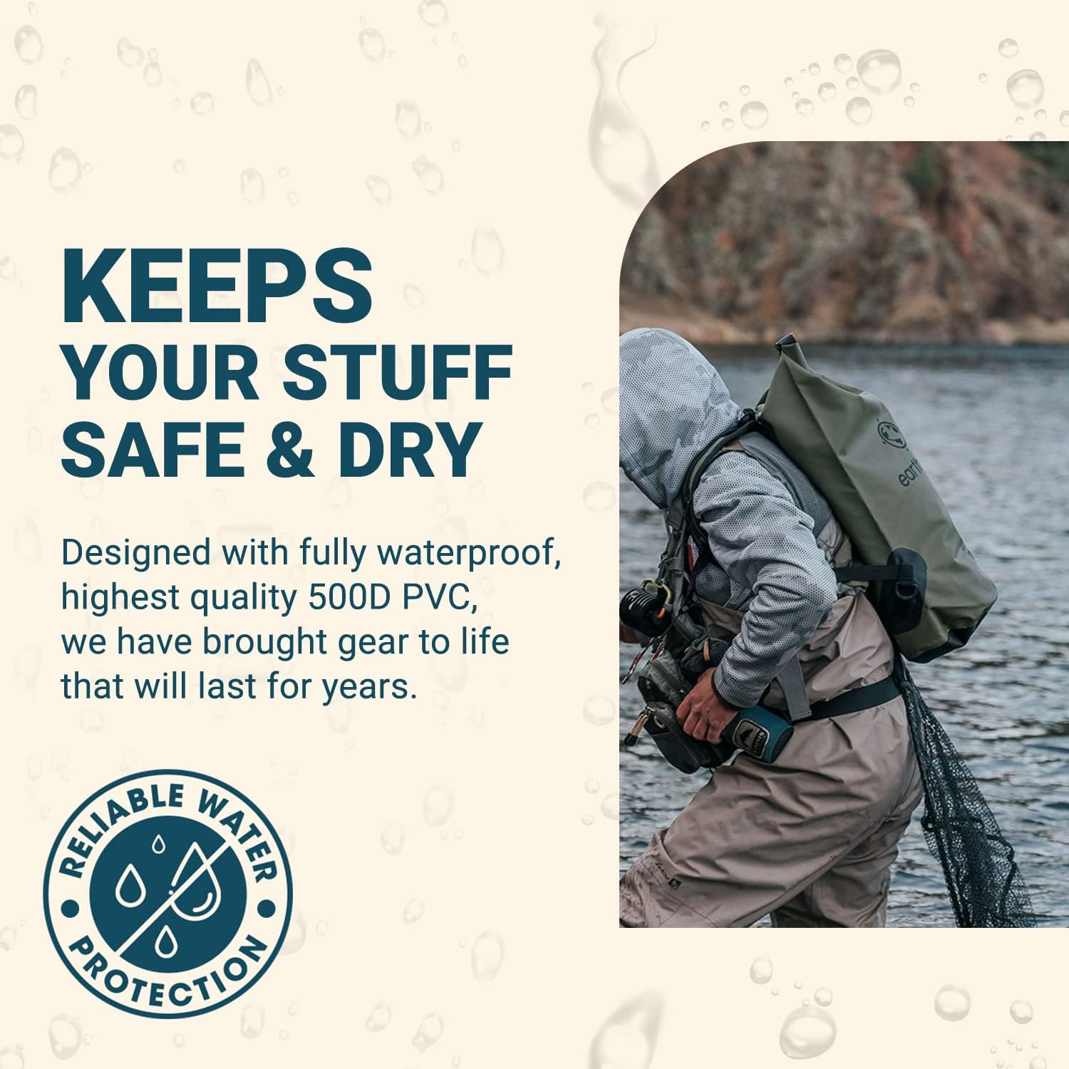 Earth Pak -Waterproof Dry Bag - Roll Top Dry Compression Sack Keeps Gear Dry for Kayaking, Beach, Rafting, Boating, Hiking, Camping and Fishing with Waterproof Phone Case : Sports & Outdoors