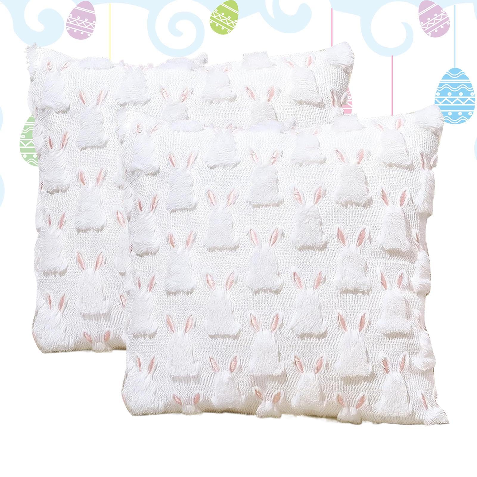 Cojín de conejo 45x45 de primavera: fundas de almohada decorativas para hogar y sofá