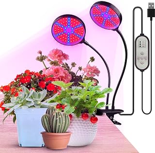 LED Grow Light for Indoor Plants, [156 LEDs] USB Plant Grow Lights Full Spectrum 2 Heads Grow Lamp with Timer, 5 Dimmable Level 3 Switch Modes and Adjustable Gooseneck for Seedlings and Succulents